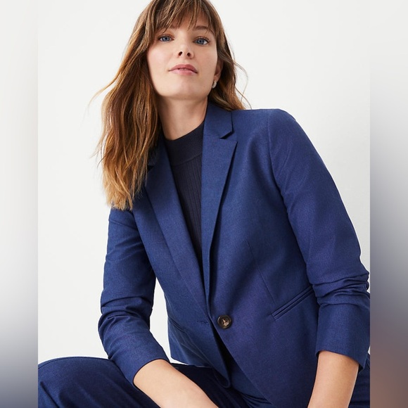 Ann Taylor Newbury Blazer in Polished Denim - Picture 1 of 8